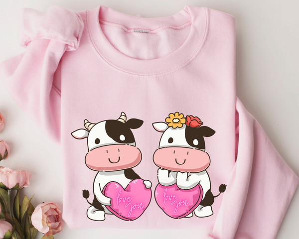 Cow Valentines Day Sweatshirt, Cow Heart Valentines Sweatshirt, Valentines Day Gift For Lover, Valentines Sucker Shirt, Cute Cow Hoodie.jpg