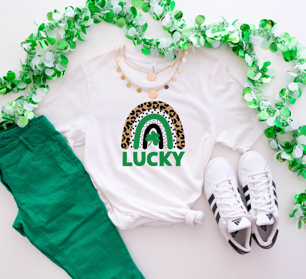 Lucky Rainbow Shamrock T-shirt, Saint Patrick's Day Shirt, Women's St. Patrick's Day Shirt, Cute Irish Day Shirt, Lucky Woman Shirt.jpg