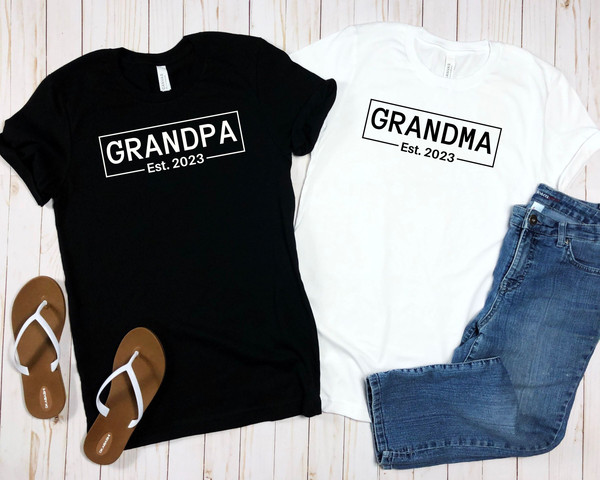 Custom Grandma And Grandpa Est Shirt, Grandma Est Shirt, Grandpa Est Shirt, Grandparents Pregnancy Reveal Shirt, Baby Announcement Shirt.jpg