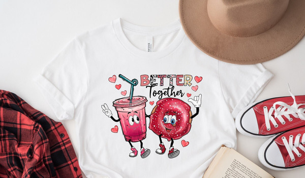 Better Together Valentine's Day Shirt, Retro Donut And Coffee Better Together Shirt, Cute Valentine Vacation Shirt.jpg