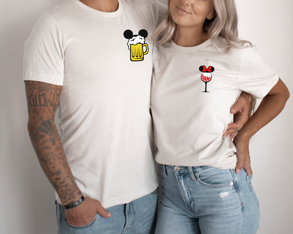 Mickey and Minnie Drinking Around Shirts, Drinking Around the World Epcot Shirts, Epcot Matching Shirts 2023, Epcot Couple Beer Wine Shirts 1.jpg