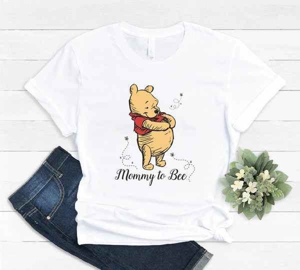 Mommy To Bee Shirt, Pregnancy Reveal Shirt, mommy to bee, Pooh Bear shirts, Winnie The Pooh Tee, mommy to be shirt, Baby Shower Shirt,disney.jpg