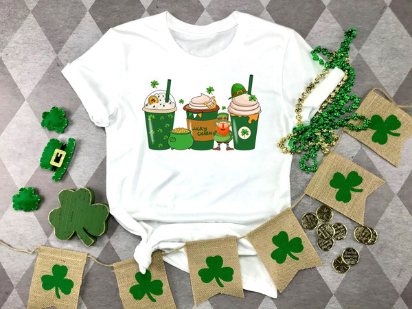 St Patrick's Coffee Shirt,St. Patrick's Day Coffee Graphic Tee,Patricks Day Coffee Shirt,Lucky Latte Shirt,Women's Cute St Patty's Day Shirt.jpg