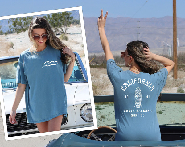 Comfort Colors® California Santa Barbara Surf Co Shirt, Oversized Back and Front Shirt, Surfing Co Tee, Aesthetic Oversized T-Shirt, Beachy.jpg