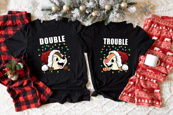 Chip and Dale Christmas Couple Shirt, Disney Christmas Trip Shirt, Double Trouble Shirt, Disney Family Christmas Shirt, Christmas Gifts 1.jpg