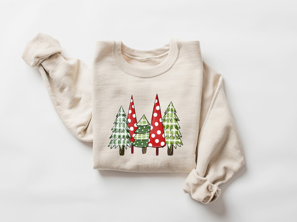 Christmas Tree Sweatshirt, Red Polka Dot Christmas Tree Sweater, Christmas Tree Crewneck, Xmas Shirt, Christmas Gifts, Farm Fresh Christmas.jpg