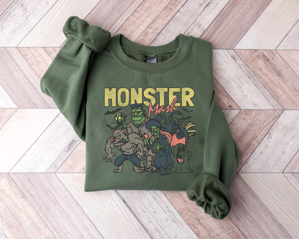 Monster Shirt, Retro Halloween Comfort Shirt, Horror Shirt, Halloween Ghost Shirt, Retro Halloween Outfit, Spooky Vibes, Frankenstein Shirt.jpg