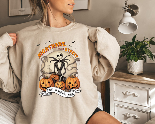 Nightmare On Main Street Sweatshirt, Jack Skellington Halloween Shirt, Halloween Nightmare Shirt, Spooky Vibes T-shirt, Halloween Gifts.jpg