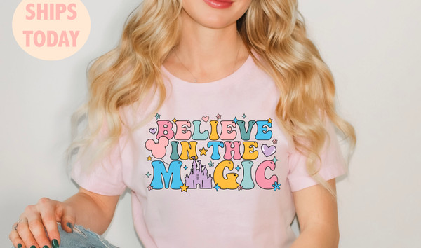 Believe In The Magic Shirt, Disney Castle Shirt, Disney Design Gift, Disney Family Matching Shirts, Believe Shirt, Cute Disney Tshirt 1.jpg