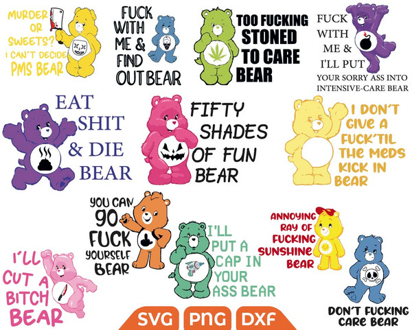 Explore wickedly cute crafting with our Evil Care Bears Design Bundle. Get devilishly creative with SVG PNG designs for enchanting and mischievous projects.
