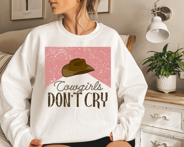 Cowgirls Don't Cry T Shirt, Women Tshirt, Western Country Cowgirls Hat Pink Howdy Lets Rodeo Shirt, Western Cowgirl Sweater.jpg