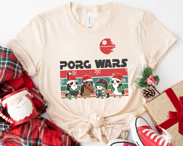 Porg Wars Star Wars Vintage Retro Merry Christmas Shirt Family Matching Walt Disney World Shirt Gift Ideas Men Women.jpg