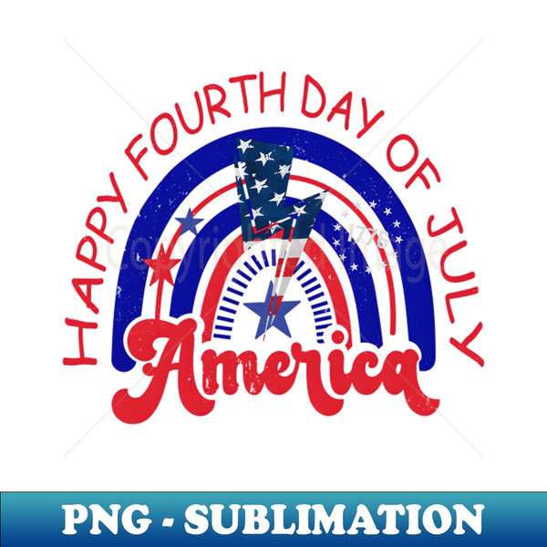 America Rainbow Red White Blue Patriotic Fourth Of July Star - Modern Sublimation PNG File