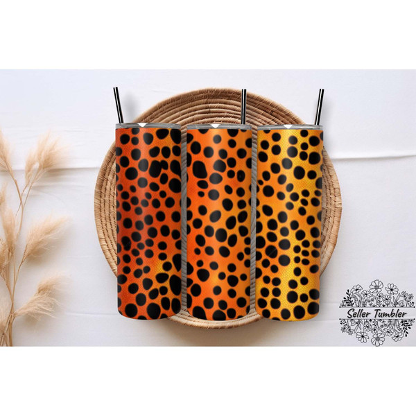 Orange Glitter Cheetah Leopard 20 , Tumbler 20 oz Wrap PNG, Skinny Tumbler Designs PNG.jpg