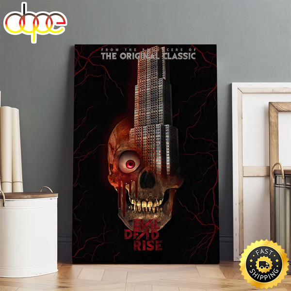 Evil Dead Rise Skull Building Poster Canvas.jpg