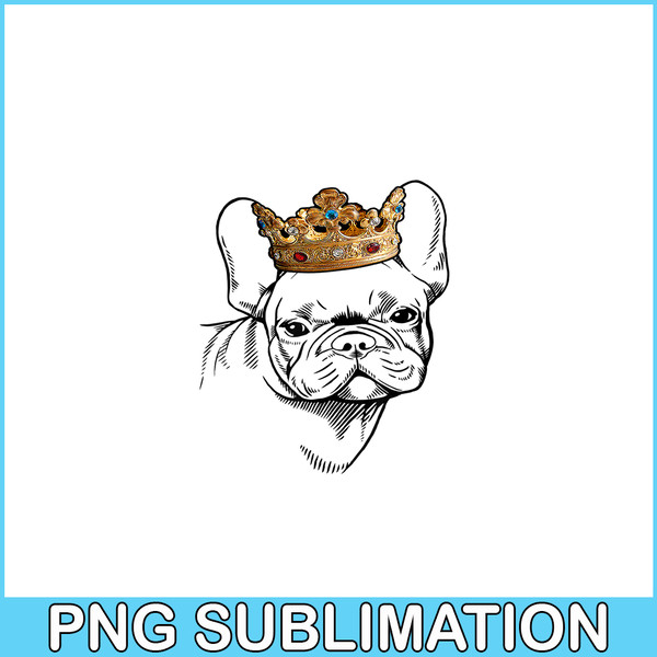HL161023111-French Bulldog Wearing Crown PNG, Frenchie Dog Lover PNG, French Dog Artwork PNG.png