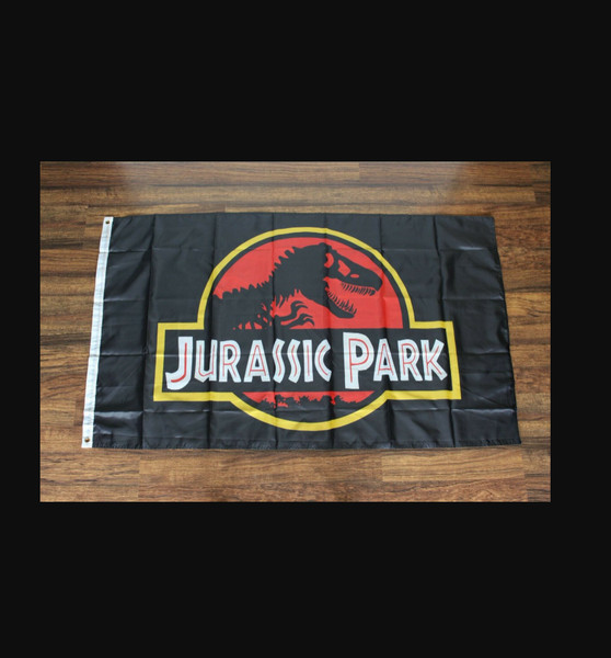 Jurassic Park Banner Flag 3x5ft Movie Film Dinosaur Logo Man Cave.png