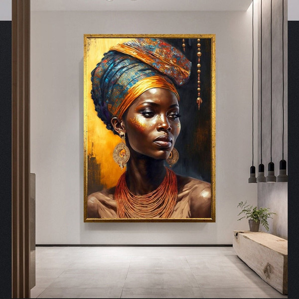 African Woman Wall Art ,African Woman Canvas Print,African American Home Decor ,African Wall Decor ,Black Woman Makeup Home Decor.jpg
