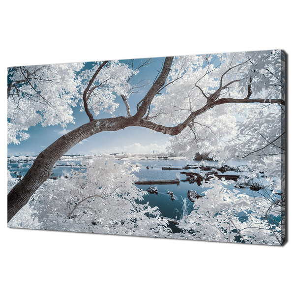 Beautiful Landscape White Leaves Trees Lake Modern Landscape Design Home Decor Canvas Print Wall Art Picture Wall Hanging.jpg