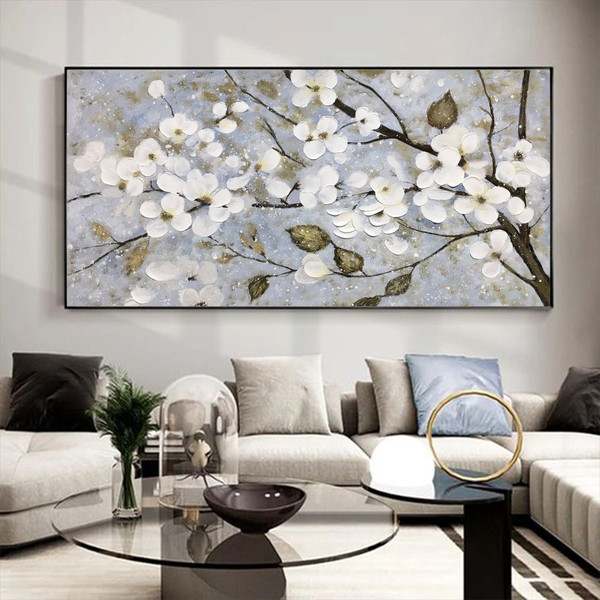 Oil painting flower on canvas large original flower oil painting on canvas floral landscape painting modern living room wall art home decor.jpg