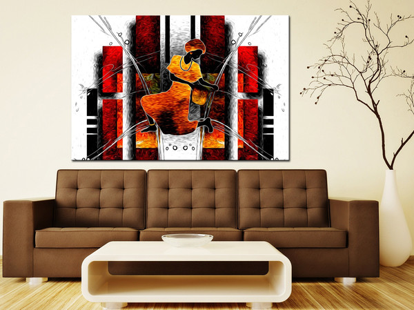 African women wall art canvas African home decor Abstract colorful African art Large canvas art Black woman Ethnic wall decor.jpg