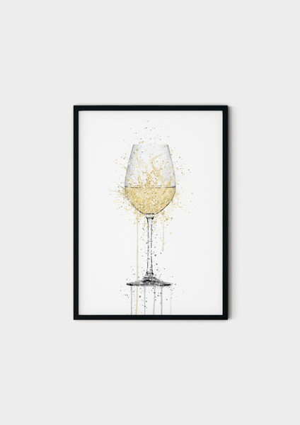 117 White Wine Glass Canvas - wine glass Wall Art - Wine glass wall art print - white wine glass painting, wine glass canvas.jpg