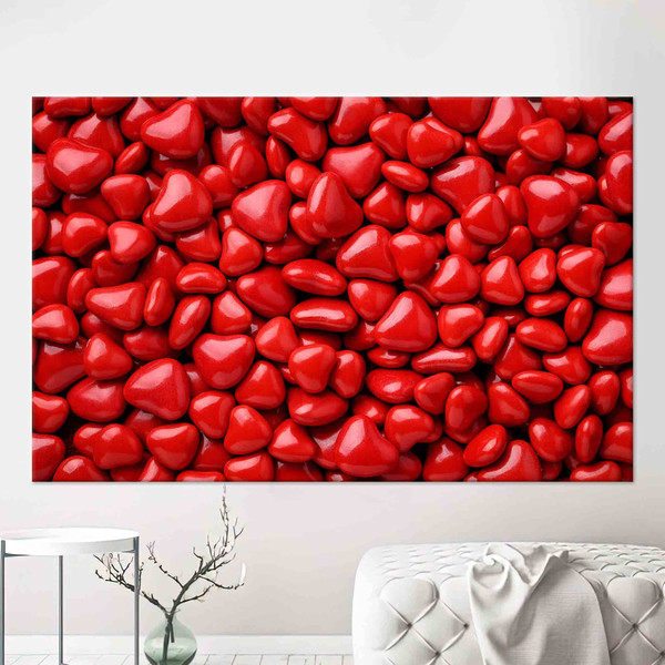 Red Art, Heart Candy Canvas Print, Modern Canvas Poster, Large Wall Decor, Food Canvas Art, Personalized Gift For Him,.jpg