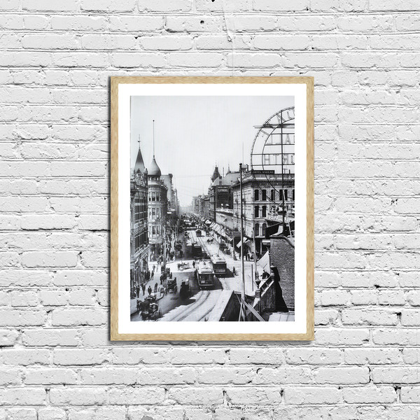 View from Spring Street Vintage Photo Poster Framed Canvas Print, Portrait of a City, Los Angeles Photos, Vintage Poster, old city photos.jpg