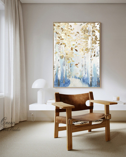 Abstract Birch Canvas Wall Art,Original Aspen Oil Painting on Canvas,Extra Large Trees Canvas Art,Modern Landscape painting for Living Room.jpg