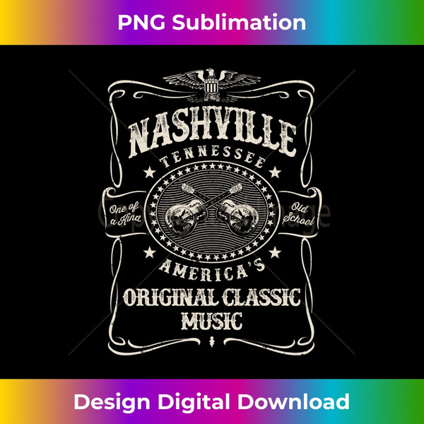 Nashville Music City USA Vintage Long Sleeve - Retro PNG Sublimation Digital Download