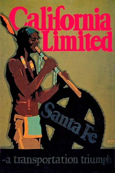California Limited Santa Fe Transportation Triumph Indian Vintage Poster Repro.jpg