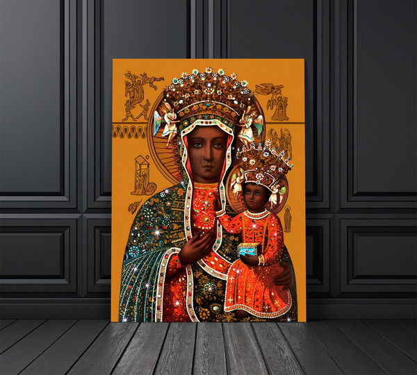 The Black Madonna of Czestochowa Art Print, Vintage Black Madonna Art, Black Virgin Mary, Madonna And Child, Virgin Mary Art, Christian Art.jpg