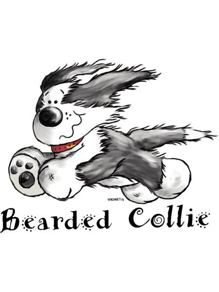 Funny Running Bearded Collie Cartoon.png