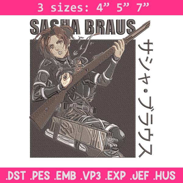 Sasha Blouse Embroidery Design, Aot Embroidery, Embroidery File, Anime Embroidery, Anime shirt, Digital download.jpg