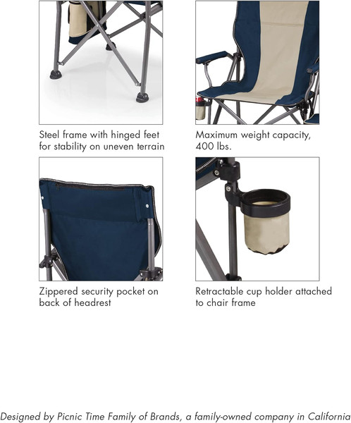 PICNIC TIME Outlander XL Camping Chair with Cooler, Heavy Duty Beach Chair, Outdoor Chair, 400 lb weight capacity, (Black)-5.jpg
