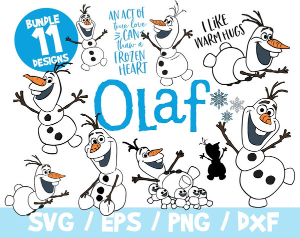 Olaf SVG Bundle Frozen Bundle Disney Cricut Silhouette Frozen 2 Elsa Dxf.jpg