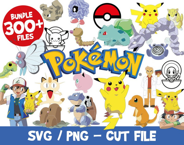Pokemon Bundle Clipart SVG Cricut Silhouette Cutting Vector Vinyl Png Pikachu.jpg