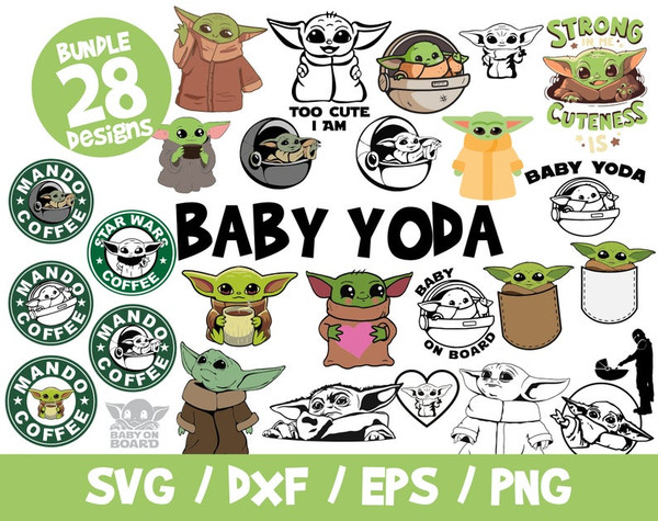 Baby Yoda SVG Bundle Mandalorian Star Wars Cricut Silhouette Vinyl File Cut File.jpg