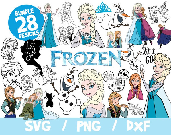 Frozen SVG Bundle Disney Cricut Silhouette Frozen 2 Elsa Olaf Dxf.jpg
