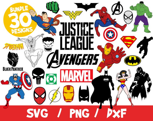 Superhero Bundle Vectors Svg Marvel Cricut Superman Cut Batman Vector Vinyl Clipart Avengers Ironman Justice League Png.jpg