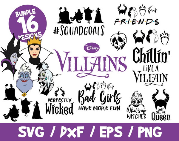 Disney Villains SVG Bundle Halloween Cruella De Vil Ursula Evil Queen What's Up Witches Bad Girls Chillin Like A Villain.jpg