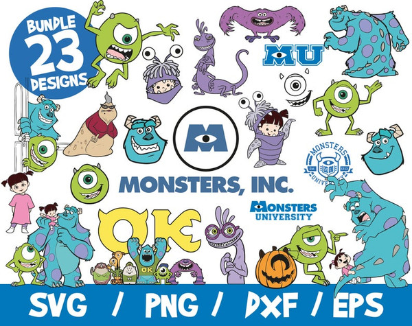 Monsters Inc SVG Bundle University Cricut Disney Trip Halloween Cute Boo Sulley Mike.jpg