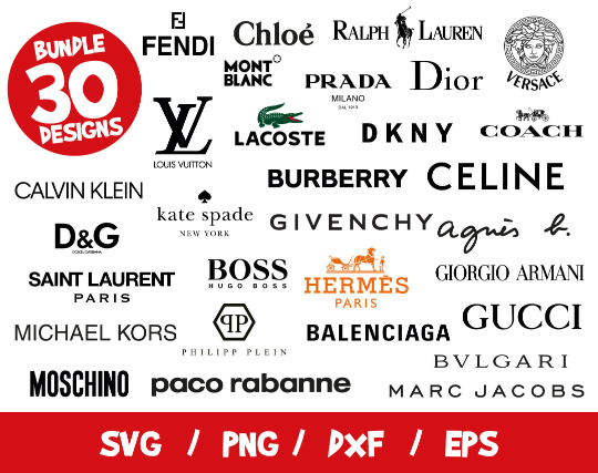 Fashion Brands Logo Bundle Luxury SVG Cricut Silhouette Cut File Louis Vuitton Chanel Gucci Balenciaga Dior.png