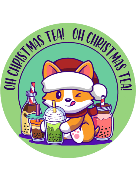 Oh Christmas Tea Corgi Santa Hat .png
