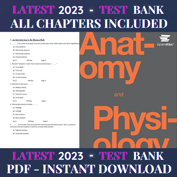 Latest 2023 Anatomy and Physiology 1st Edition by Openstax Test Bank  All Chapters Included.png