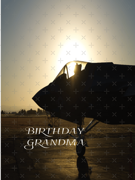 Birthday Grandma, Lockheed Martin F-35 Lightning II, F35 Air Force Jet, California Sunrise, Back Cla.png