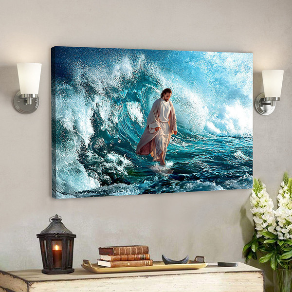 Jesus Walks On The Sea - Jesus Pictures - Jesus Canvas Poster - Jesus Wall Art - Christ Pictures - Christian Canvas Prints.jpg