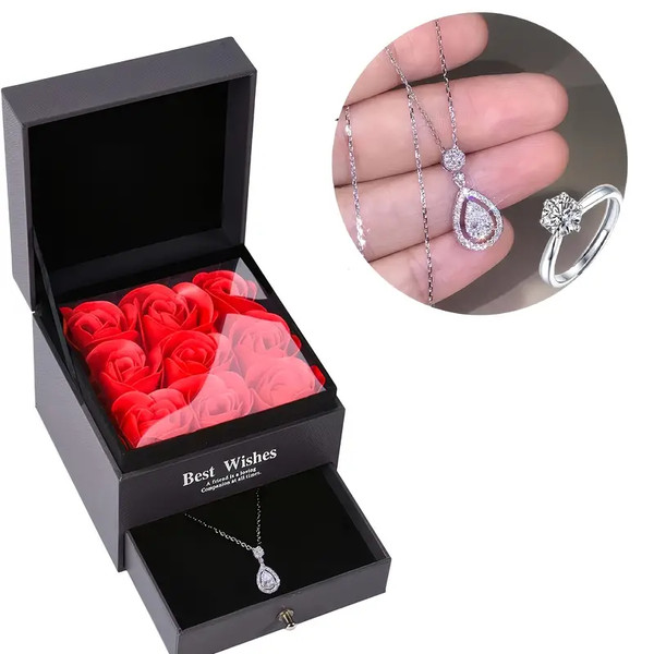 Water Drop Pendant Necklace Crystal Adjustable Ring Set With Red Rose Jewelry Storage Box (1).png