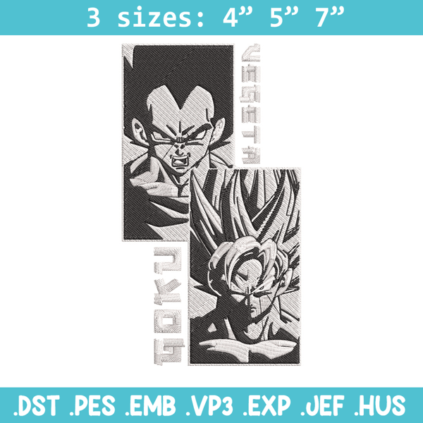 Goku x Vegeta Embroidery Design, Dragonball Embroidery, Embroidery File, Anime Embroidery, Anime shirt, Digital download.jpg