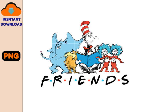 Friends Dr Seuss Png, Dr. Seuss Png, Reading png, Friends Dr Seuss Thing 1 Thing 2 Png, Horton Png, The Lorax Png, Cat Read Book.jpg